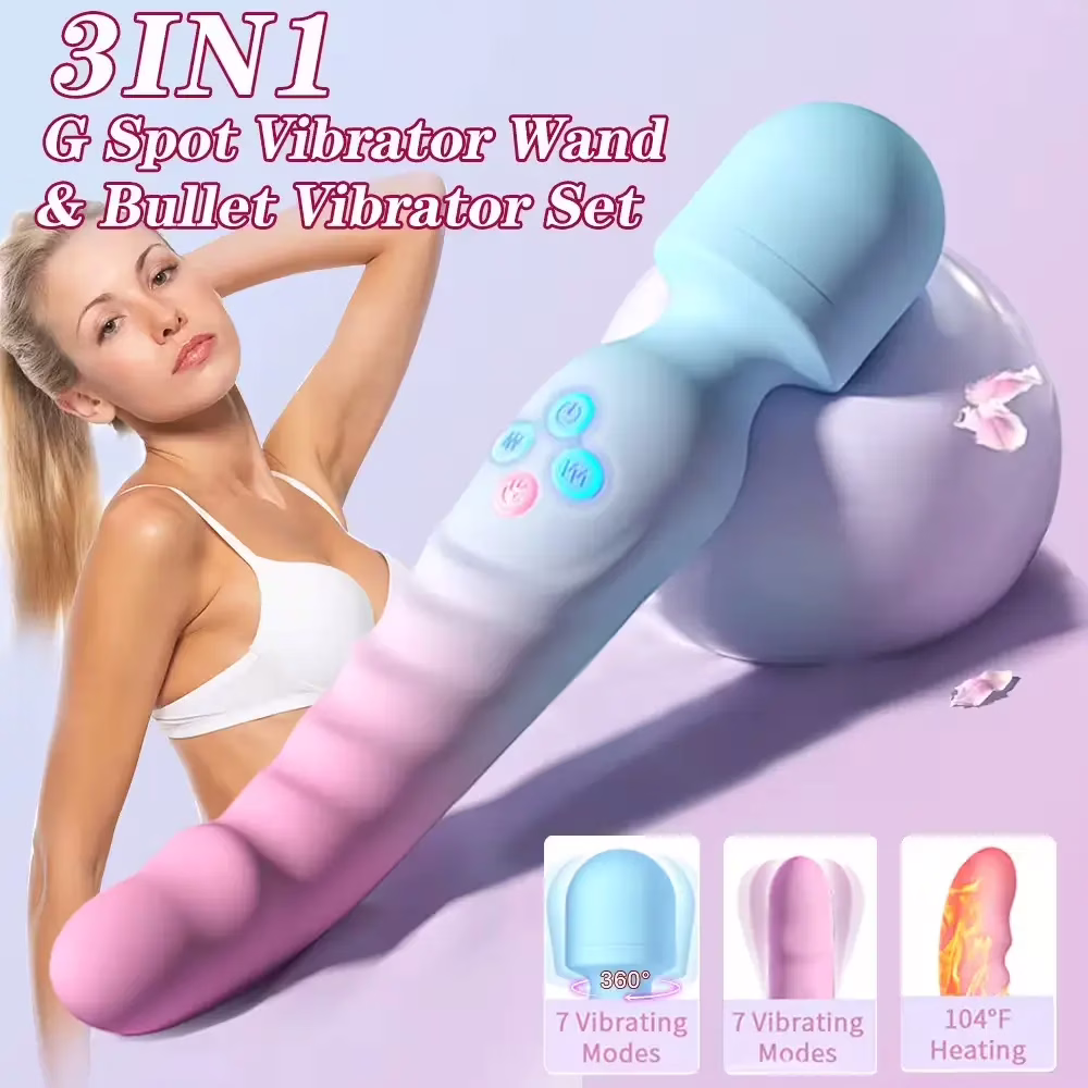 Rechargeable AV wand vibrator with silicone head