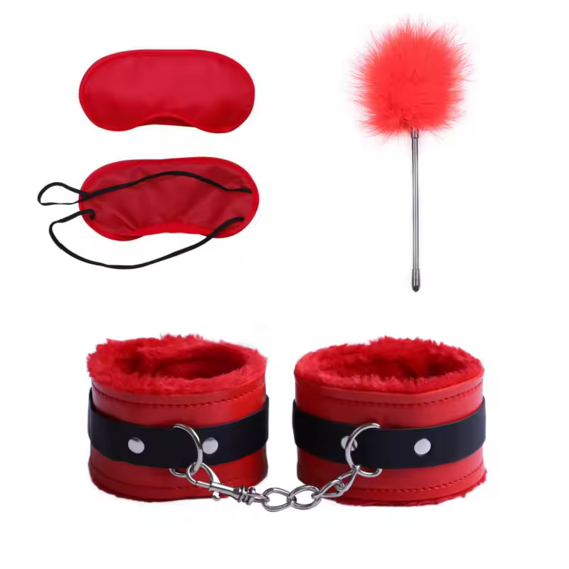 BDSM bondage kit with leather cuffs