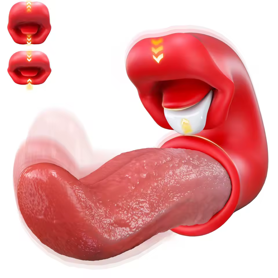 3-in-1 tongue licking vibrator with G-spot and clitoral stimulation