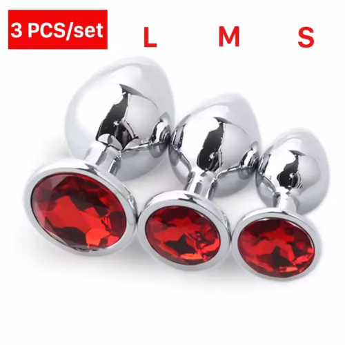 Irresistible Metal Anal Plug Set with Gem Base – S/M/L Sizes for All Levels