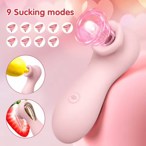 9-mode clitoral sucker vibrator in rose pink with silicone suction head