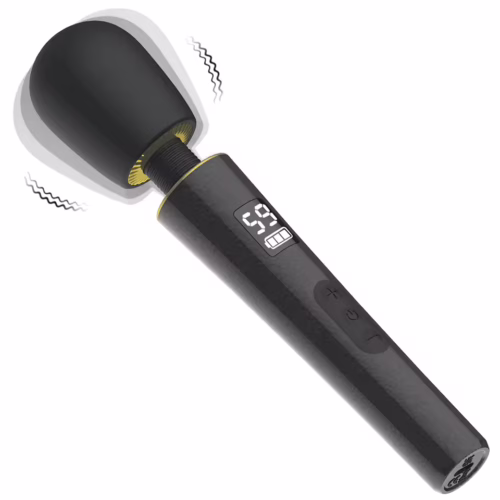 Magic wand vibrator with flexible head and ergonomic handle